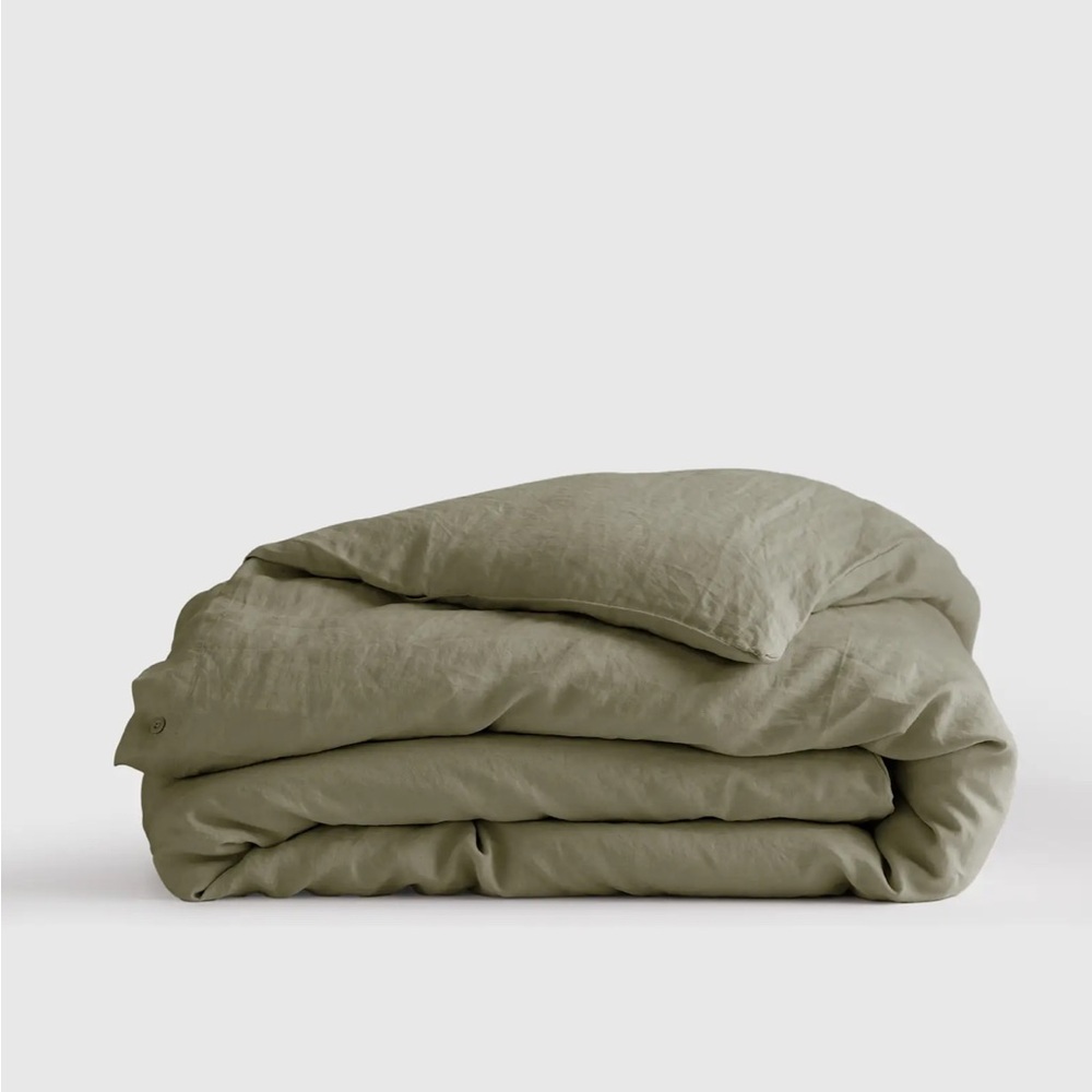 QUINCE European Linen Duvet Cover Set Twin Aloe 113